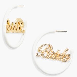 BaubleBar Wife Of the Party White Bride Bridal Hoop Earrings